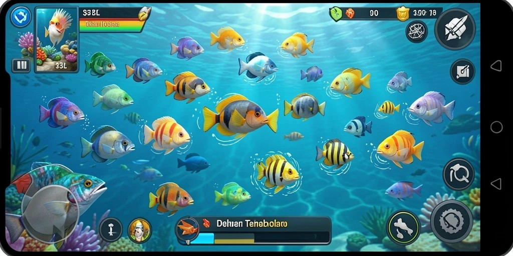 Tampilan gameplay <strong>33L</strong> yang menarik dengan aksi menangkap ikan.