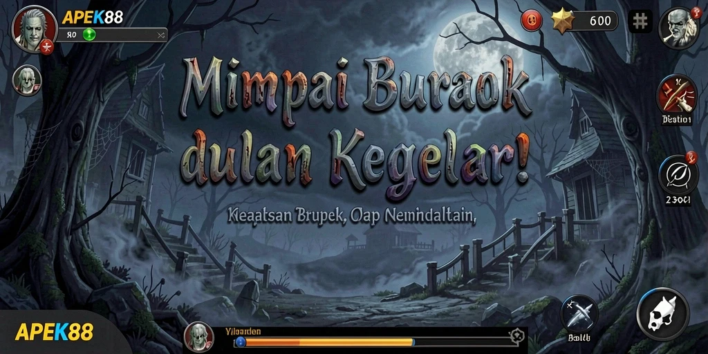 Tangkapan layar gameplay APEK88 yang menampilkan suasana horor mendebarkan.
