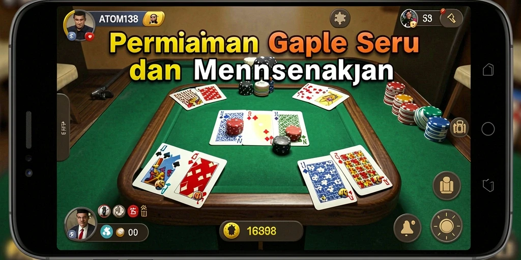 Tampilan menarik dari gameplay Gaple di ATOM138.
