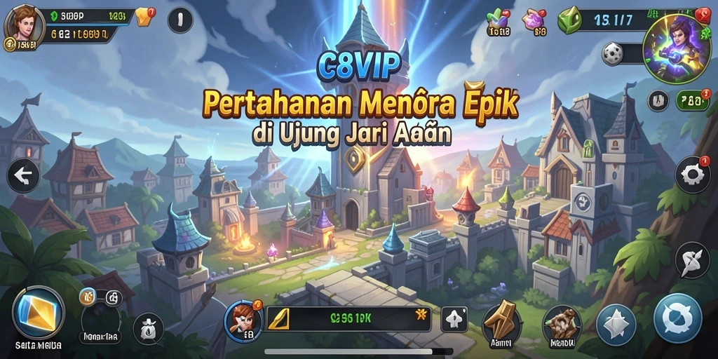 Screenshot menunjukkan aksi seru dalam game Tower Defense C8VIP.