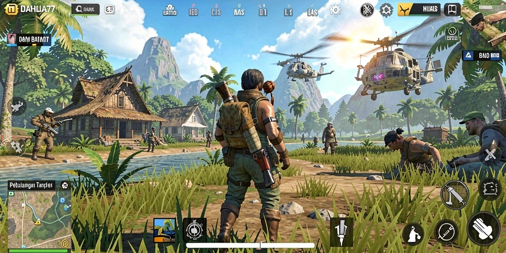 Screenshot gameplay DAHLIA77 menampilkan petualangan di dunia terbuka yang menakjubkan.