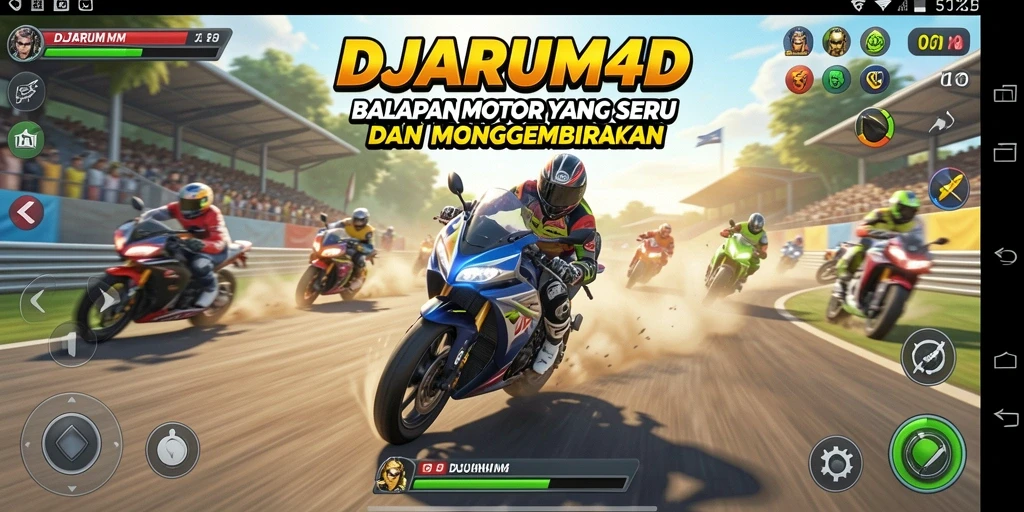 Screenshot DJARUM4D menampilkan aksi balapan motor yang intens dan grafis menawan.