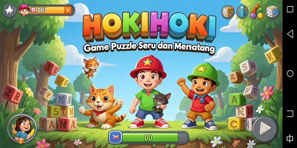 Tampilan gameplay HOKIHOKI yang menantang dan penuh warna.