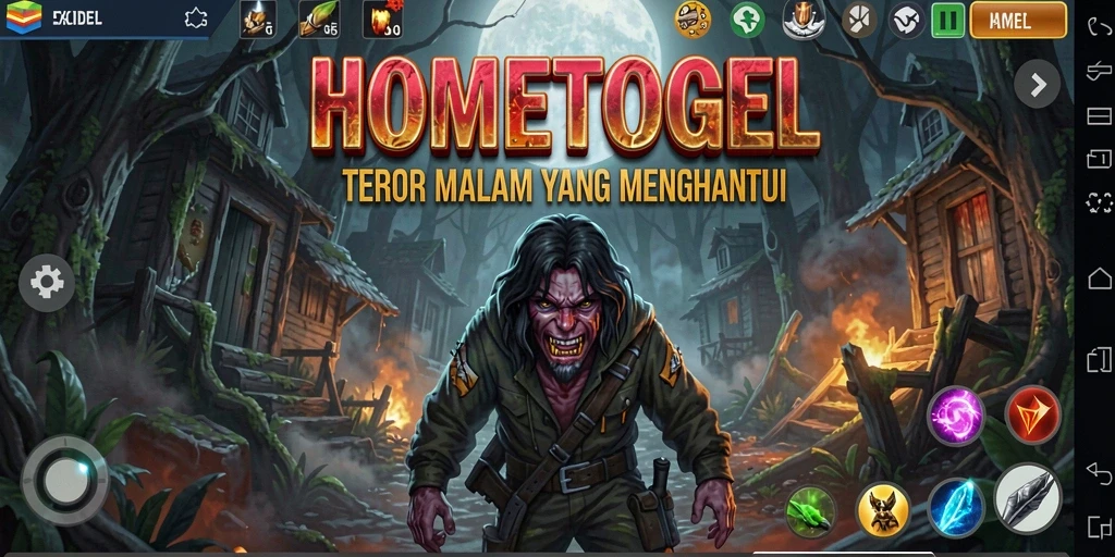Screenshot gameplay HOMETOGEL yang menampilkan suasana Horror menegangkan.