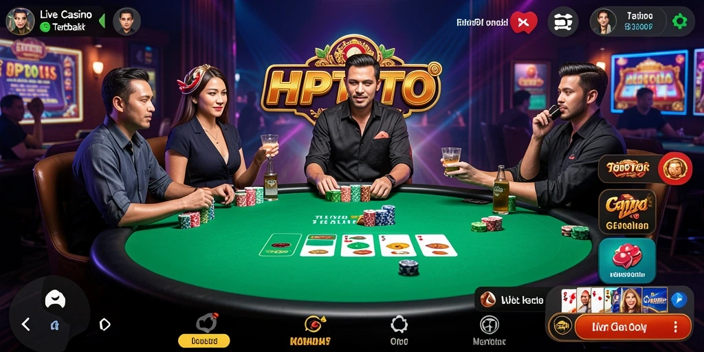 Tampilan gameplay live casino HPTOTO dengan dealer langsung yang interaktif.