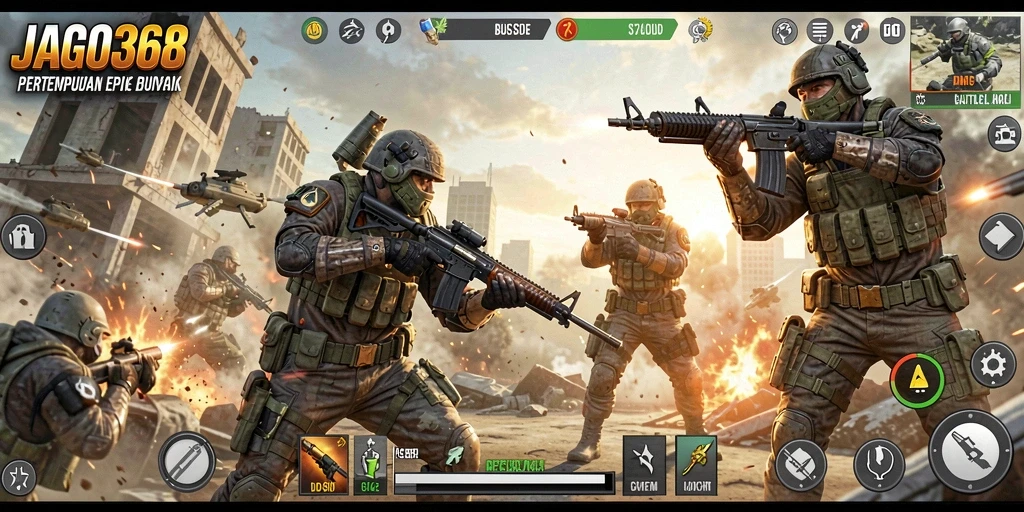 Screenshot <strong>JAGO368</strong> menampilkan aksi pertempuran seru dalam mode Battle Royale.