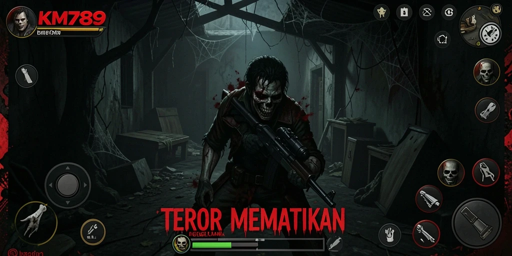 Screenshot utama KM789 menampilkan suasana mencekam dalam gameplay horor.