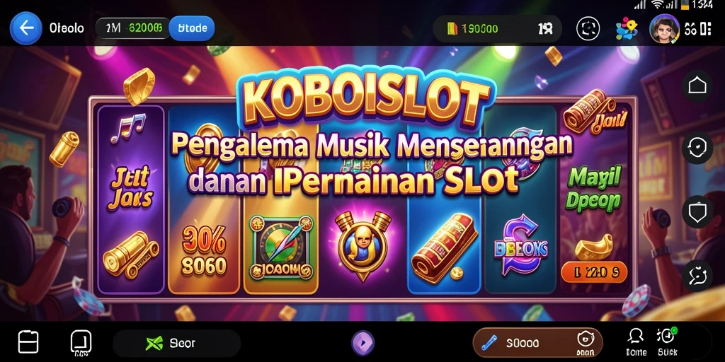 Tampilan menarik dari gameplay KOBOISLOT dengan iringan musik.