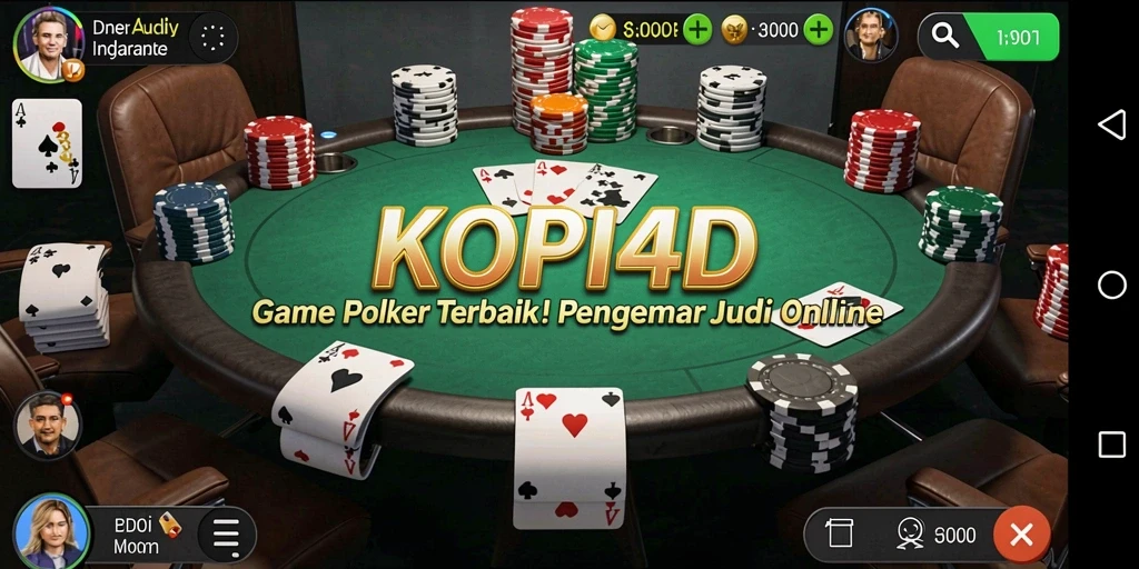 Tangkapan layar gameplay seru KOPI4D dengan fitur Poker yang menarik.