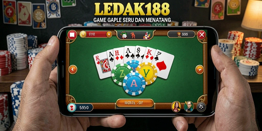 Tangkapan layar utama LEDAK188 menampilkan permainan Gaple yang seru.