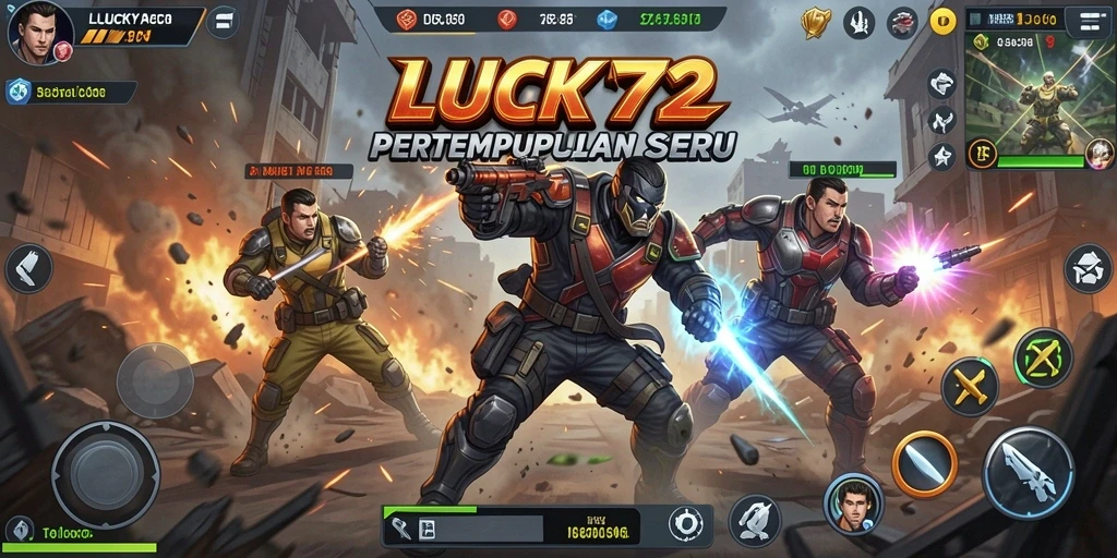 Tangkapan layar gameplay LUCKY72 menunjukkan pertempuran mendebarkan.