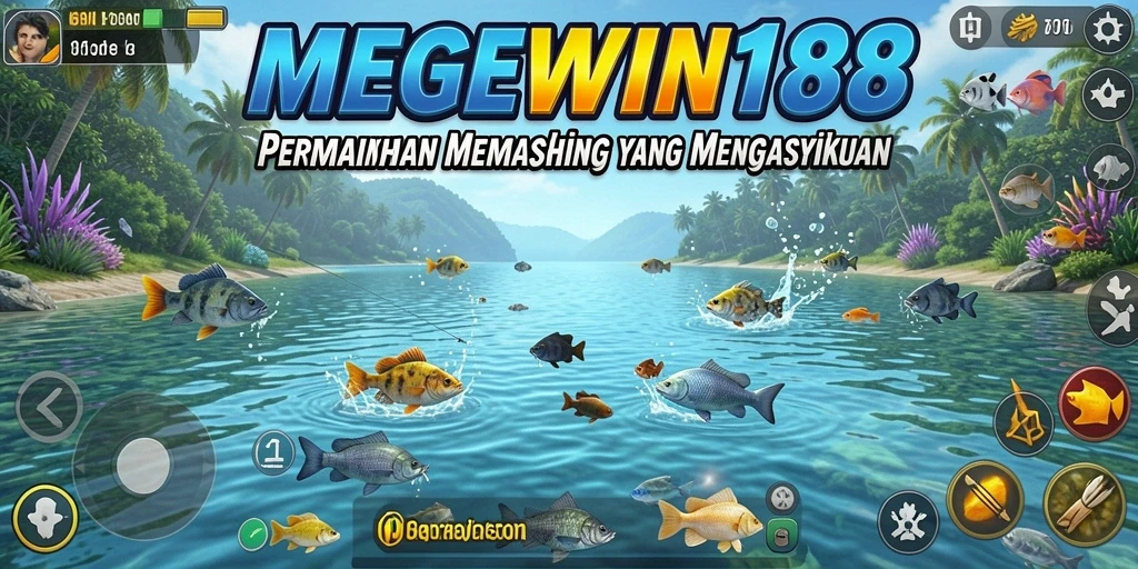 Tampilan gameplay memancing yang penuh warna dan menarik di MEGEWIN188.