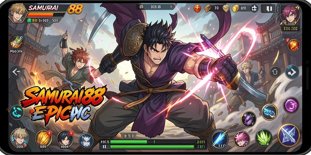 Tampilan gameplay menarik di SAMURAI88 dengan karakter anime ikonik.