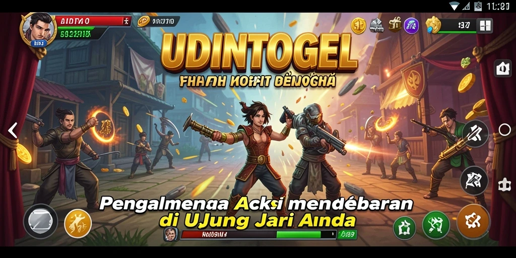 Tampilan gameplay aksi yang mendebarkan dalam UDINTOGEL.