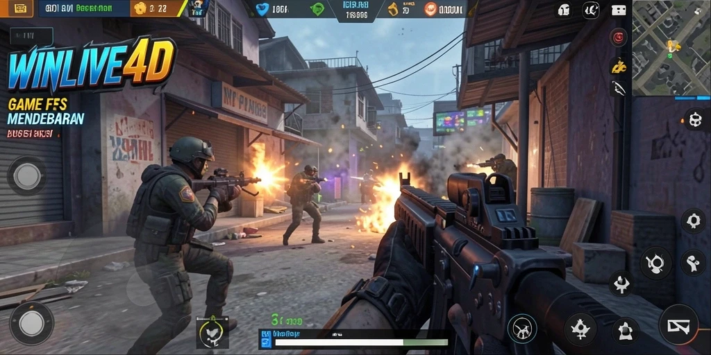 Screenshot gameplay WINLIVE4D yang menampilkan aksi seru FPS.