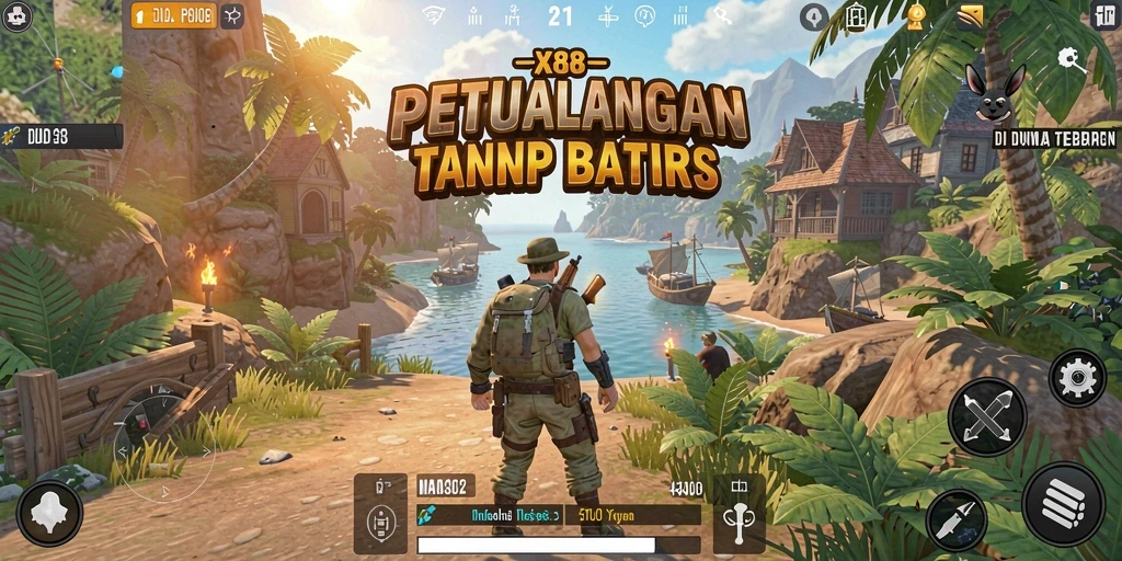 Gameplay seru di dunia terbuka X88 yang penuh petualangan.